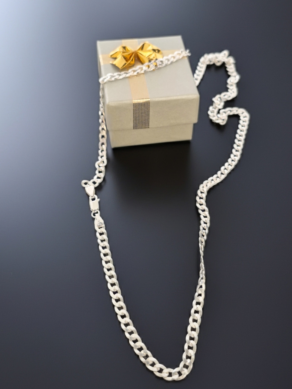 Solid Cuban Style Silver Chain Link Necklace -925 Italy=Unisex